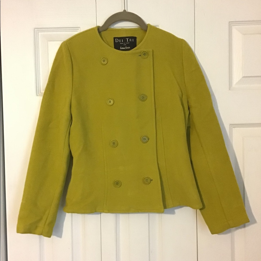 Dei Tre Pea Coat Jacket Sz S Chartreuse